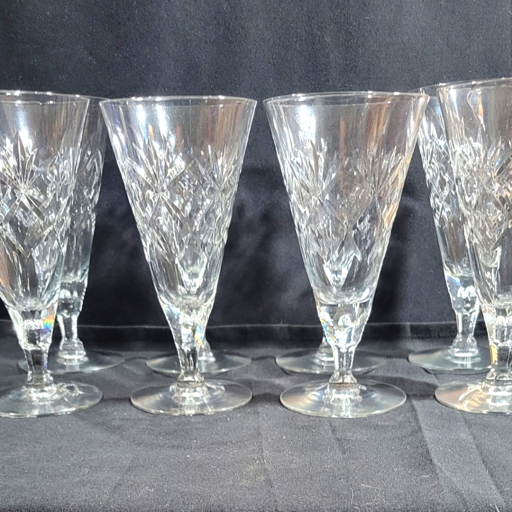 8 Lead Crystal Footed Tumblers, Stratford pattern by Seneca Glass
